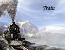 Steam engine train racing along a track in the mountains background paper for Name or Poem plaque